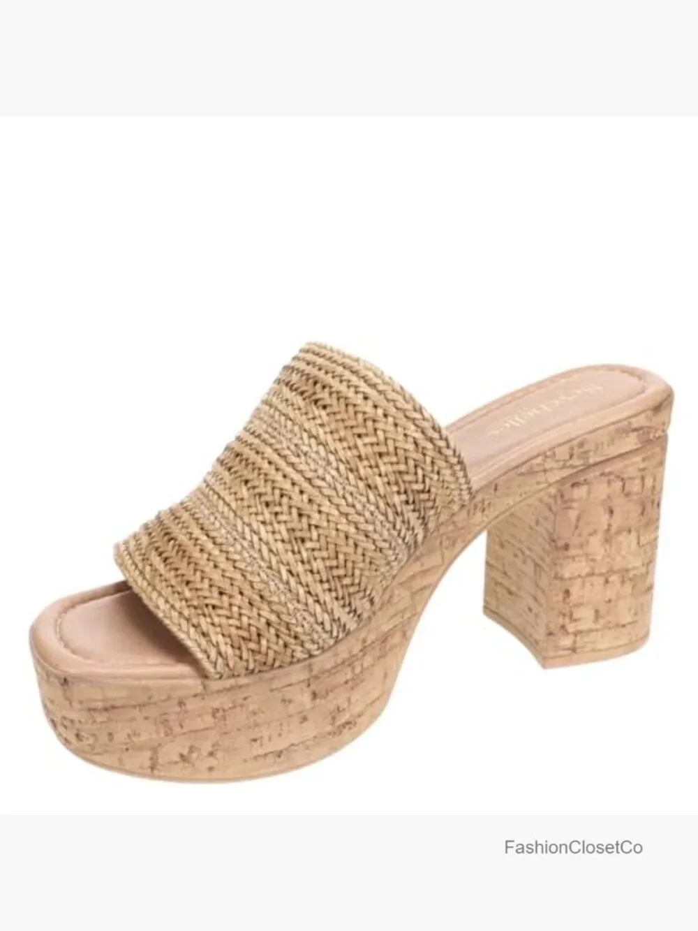 Linen Wedge Sandals with Ankle Strap, Platform Heel, Padded Footbed